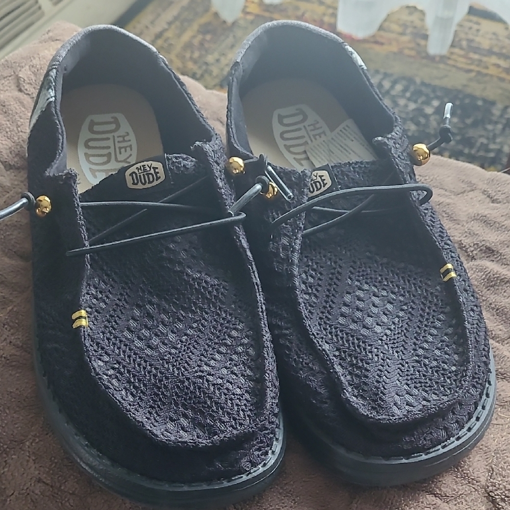 Hey Dude Women's Black Textured Slip-Ons